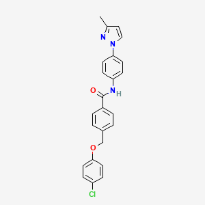 molecular formula C24H20ClN3O2 B10945039 4-[(4-chlorophenoxy)methyl]-N-[4-(3-methyl-1H-pyrazol-1-yl)phenyl]benzamide 