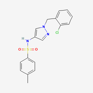 molecular formula C17H16ClN3O2S B10945045 N-[1-(2-chlorobenzyl)-1H-pyrazol-4-yl]-4-methylbenzenesulfonamide 