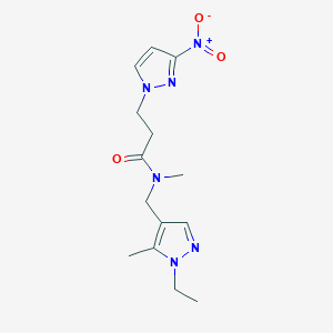 N-[(1-ethyl-5-methyl-1H-pyrazol-4-yl)methyl]-N-methyl-3-(3-nitro-1H-pyrazol-1-yl)propanamide