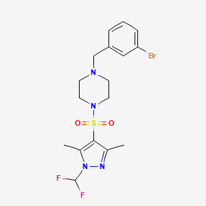 molecular formula C17H21BrF2N4O2S B10945069 1-(3-bromobenzyl)-4-{[1-(difluoromethyl)-3,5-dimethyl-1H-pyrazol-4-yl]sulfonyl}piperazine 