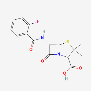 molecular formula C15H15FN2O4S B10945071 6-[(2-fluorobenzoyl)amino]-3,3-dimethyl-7-oxo-4-thia-1-azabicyclo[3.2.0]heptane-2-carboxylic Acid 