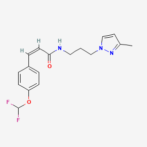 molecular formula C17H19F2N3O2 B10945076 (2Z)-3-[4-(difluoromethoxy)phenyl]-N-[3-(3-methyl-1H-pyrazol-1-yl)propyl]prop-2-enamide 