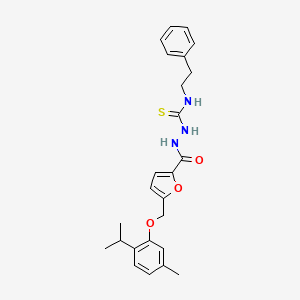 molecular formula C25H29N3O3S B10945093 2-[(5-{[5-methyl-2-(propan-2-yl)phenoxy]methyl}furan-2-yl)carbonyl]-N-(2-phenylethyl)hydrazinecarbothioamide 