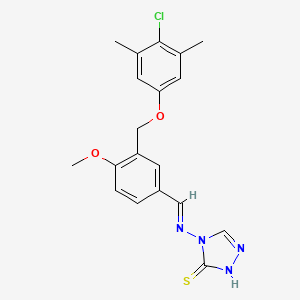 molecular formula C19H19ClN4O2S B10945104 4-{[(E)-{3-[(4-chloro-3,5-dimethylphenoxy)methyl]-4-methoxyphenyl}methylidene]amino}-4H-1,2,4-triazole-3-thiol 