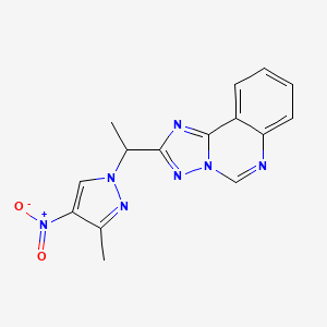 molecular formula C15H13N7O2 B10945152 2-[1-(3-methyl-4-nitro-1H-pyrazol-1-yl)ethyl][1,2,4]triazolo[1,5-c]quinazoline 