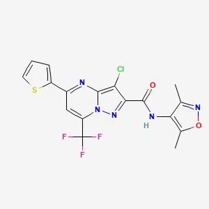 3-chloro-N-(3,5-dimethyl-1,2-oxazol-4-yl)-5-(thiophen-2-yl)-7-(trifluoromethyl)pyrazolo[1,5-a]pyrimidine-2-carboxamide