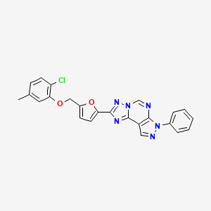 2-{5-[(2-Chloro-5-methylphenoxy)methyl]-2-furyl}-7-phenyl-7H-pyrazolo[4,3-E][1,2,4]triazolo[1,5-C]pyrimidine