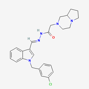 N'-{(E)-[1-(3-chlorobenzyl)-1H-indol-3-yl]methylidene}-2-(hexahydropyrrolo[1,2-a]pyrazin-2(1H)-yl)acetohydrazide