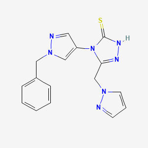 molecular formula C16H15N7S B10945206 4-(1-benzyl-1H-pyrazol-4-yl)-5-(1H-pyrazol-1-ylmethyl)-4H-1,2,4-triazole-3-thiol 