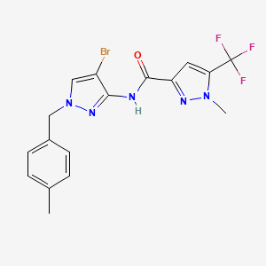 molecular formula C17H15BrF3N5O B10945209 N-[4-bromo-1-(4-methylbenzyl)-1H-pyrazol-3-yl]-1-methyl-5-(trifluoromethyl)-1H-pyrazole-3-carboxamide 