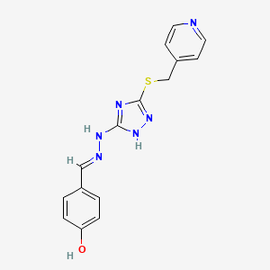 molecular formula C15H14N6OS B10945217 4-[(E)-(2-{5-[(pyridin-4-ylmethyl)sulfanyl]-4H-1,2,4-triazol-3-yl}hydrazinylidene)methyl]phenol 