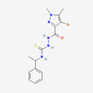 2-[(4-bromo-1,5-dimethyl-1H-pyrazol-3-yl)carbonyl]-N-(1-phenylethyl)hydrazinecarbothioamide