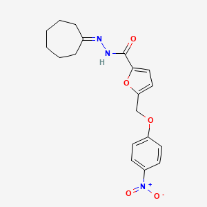 molecular formula C19H21N3O5 B10945232 N'-cycloheptylidene-5-[(4-nitrophenoxy)methyl]furan-2-carbohydrazide 