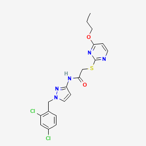 molecular formula C19H19Cl2N5O2S B10945234 N-[1-(2,4-dichlorobenzyl)-1H-pyrazol-3-yl]-2-[(4-propoxypyrimidin-2-yl)sulfanyl]acetamide 