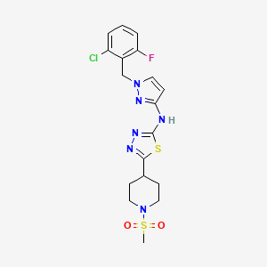 N-[1-(2-chloro-6-fluorobenzyl)-1H-pyrazol-3-yl]-5-[1-(methylsulfonyl)piperidin-4-yl]-1,3,4-thiadiazol-2-amine