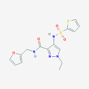 molecular formula C15H16N4O4S2 B10945300 1-ethyl-N-(furan-2-ylmethyl)-4-[(thiophen-2-ylsulfonyl)amino]-1H-pyrazole-3-carboxamide 