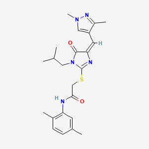 molecular formula C23H29N5O2S B10945334 N-(2,5-dimethylphenyl)-2-{[(4E)-4-[(1,3-dimethyl-1H-pyrazol-4-yl)methylidene]-1-(2-methylpropyl)-5-oxo-4,5-dihydro-1H-imidazol-2-yl]sulfanyl}acetamide 