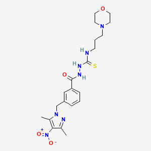 molecular formula C21H29N7O4S B10945393 2-({3-[(3,5-dimethyl-4-nitro-1H-pyrazol-1-yl)methyl]phenyl}carbonyl)-N-[3-(morpholin-4-yl)propyl]hydrazinecarbothioamide 