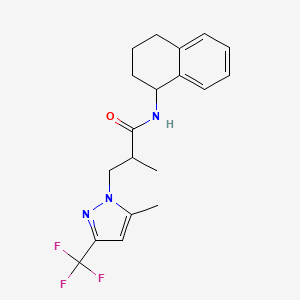 molecular formula C19H22F3N3O B10945419 2-methyl-3-[5-methyl-3-(trifluoromethyl)-1H-pyrazol-1-yl]-N-(1,2,3,4-tetrahydronaphthalen-1-yl)propanamide 