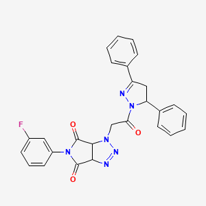 1-[2-(3,5-diphenyl-4,5-dihydro-1H-pyrazol-1-yl)-2-oxoethyl]-5-(3-fluorophenyl)-3a,6a-dihydropyrrolo[3,4-d][1,2,3]triazole-4,6(1H,5H)-dione