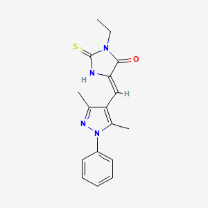 molecular formula C17H18N4OS B10945472 (5Z)-5-[(3,5-dimethyl-1-phenyl-1H-pyrazol-4-yl)methylidene]-3-ethyl-2-thioxoimidazolidin-4-one 