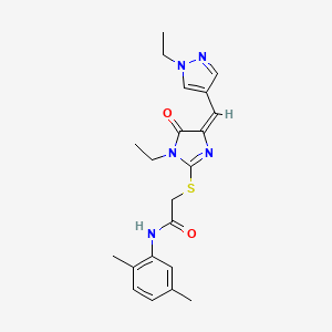 molecular formula C21H25N5O2S B10945473 N-(2,5-dimethylphenyl)-2-({(4E)-1-ethyl-4-[(1-ethyl-1H-pyrazol-4-yl)methylidene]-5-oxo-4,5-dihydro-1H-imidazol-2-yl}sulfanyl)acetamide 