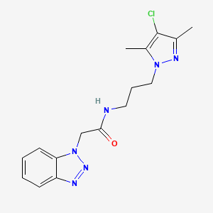 molecular formula C16H19ClN6O B10945517 2-(1H-benzotriazol-1-yl)-N-[3-(4-chloro-3,5-dimethyl-1H-pyrazol-1-yl)propyl]acetamide 