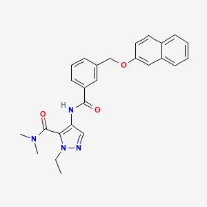 molecular formula C26H26N4O3 B10945528 1-ethyl-N,N-dimethyl-4-[({3-[(naphthalen-2-yloxy)methyl]phenyl}carbonyl)amino]-1H-pyrazole-5-carboxamide 