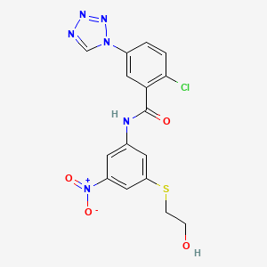 2-chloro-N-{3-[(2-hydroxyethyl)sulfanyl]-5-nitrophenyl}-5-(1H-tetrazol-1-yl)benzamide