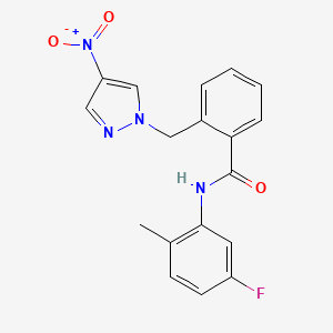 molecular formula C18H15FN4O3 B10945572 N-(5-fluoro-2-methylphenyl)-2-[(4-nitro-1H-pyrazol-1-yl)methyl]benzamide 