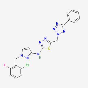 N-[1-(2-chloro-6-fluorobenzyl)-1H-pyrazol-3-yl]-5-[(5-phenyl-2H-tetrazol-2-yl)methyl]-1,3,4-thiadiazol-2-amine