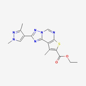 molecular formula C16H16N6O2S B10945592 ethyl 2-(1,3-dimethyl-1H-pyrazol-4-yl)-9-methylthieno[3,2-e][1,2,4]triazolo[1,5-c]pyrimidine-8-carboxylate 