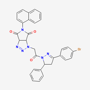 1-{2-[3-(4-bromophenyl)-5-phenyl-4,5-dihydro-1H-pyrazol-1-yl]-2-oxoethyl}-5-(naphthalen-1-yl)-3a,6a-dihydropyrrolo[3,4-d][1,2,3]triazole-4,6(1H,5H)-dione