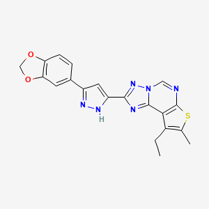 2-[5-(1,3-benzodioxol-5-yl)-1H-pyrazol-3-yl]-9-ethyl-8-methylthieno[3,2-e][1,2,4]triazolo[1,5-c]pyrimidine