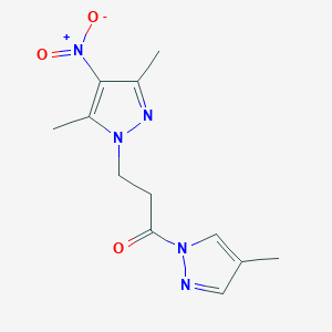 molecular formula C12H15N5O3 B10945619 3-(3,5-dimethyl-4-nitro-1H-pyrazol-1-yl)-1-(4-methyl-1H-pyrazol-1-yl)propan-1-one 