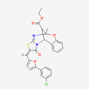 ethyl (2E)-2-{[5-(3-chlorophenyl)furan-2-yl]methylidene}-5-methyl-1-oxo-1,2-dihydro-5H,11H-5,11-methano[1,3]thiazolo[2,3-d][1,3,5]benzoxadiazocine-13-carboxylate