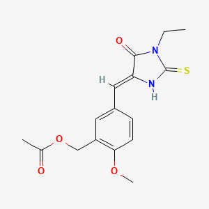 5-[(Z)-(1-ethyl-5-oxo-2-thioxoimidazolidin-4-ylidene)methyl]-2-methoxybenzyl acetate