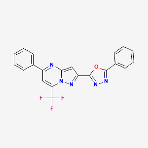 2-Phenyl-5-[5-phenyl-7-(trifluoromethyl)pyrazolo[1,5-a]pyrimidin-2-yl]-1,3,4-oxadiazole