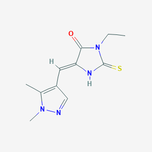 (5Z)-5-[(1,5-dimethyl-1H-pyrazol-4-yl)methylidene]-3-ethyl-2-thioxoimidazolidin-4-one