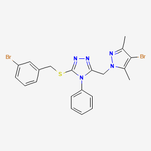 molecular formula C21H19Br2N5S B10945674 3-[(3-bromobenzyl)sulfanyl]-5-[(4-bromo-3,5-dimethyl-1H-pyrazol-1-yl)methyl]-4-phenyl-4H-1,2,4-triazole 