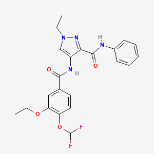 molecular formula C22H22F2N4O4 B10945688 4-({[4-(difluoromethoxy)-3-ethoxyphenyl]carbonyl}amino)-1-ethyl-N-phenyl-1H-pyrazole-3-carboxamide 