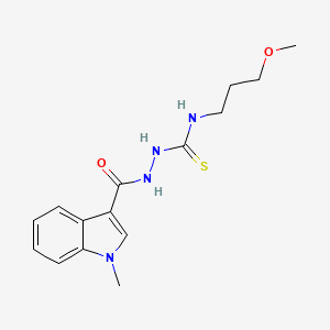 molecular formula C15H20N4O2S B10945722 N-(3-methoxypropyl)-2-[(1-methyl-1H-indol-3-yl)carbonyl]hydrazinecarbothioamide 