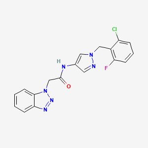 molecular formula C18H14ClFN6O B10945742 2-(1H-benzotriazol-1-yl)-N-[1-(2-chloro-6-fluorobenzyl)-1H-pyrazol-4-yl]acetamide 