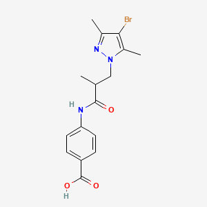 molecular formula C16H18BrN3O3 B10945752 4-{[3-(4-bromo-3,5-dimethyl-1H-pyrazol-1-yl)-2-methylpropanoyl]amino}benzoic acid 