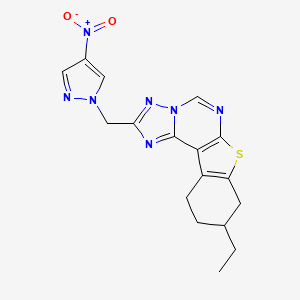 9-ethyl-2-[(4-nitro-1H-pyrazol-1-yl)methyl]-8,9,10,11-tetrahydro[1]benzothieno[3,2-e][1,2,4]triazolo[1,5-c]pyrimidine