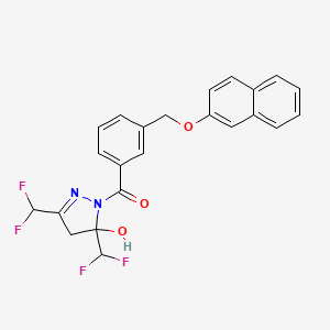 molecular formula C23H18F4N2O3 B10945774 [3,5-bis(difluoromethyl)-5-hydroxy-4,5-dihydro-1H-pyrazol-1-yl]{3-[(naphthalen-2-yloxy)methyl]phenyl}methanone 