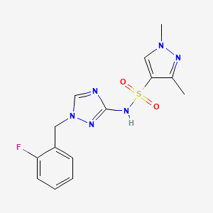 molecular formula C14H15FN6O2S B10945796 N-[1-(2-fluorobenzyl)-1H-1,2,4-triazol-3-yl]-1,3-dimethyl-1H-pyrazole-4-sulfonamide 