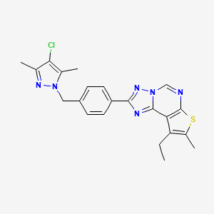 2-{4-[(4-chloro-3,5-dimethyl-1H-pyrazol-1-yl)methyl]phenyl}-9-ethyl-8-methylthieno[3,2-e][1,2,4]triazolo[1,5-c]pyrimidine