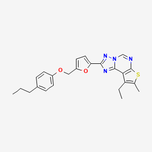 molecular formula C24H24N4O2S B10945825 9-Ethyl-8-methyl-2-{5-[(4-propylphenoxy)methyl]furan-2-yl}thieno[3,2-e][1,2,4]triazolo[1,5-c]pyrimidine 