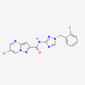 molecular formula C16H11BrFN7O B10945828 6-bromo-N-[1-(2-fluorobenzyl)-1H-1,2,4-triazol-3-yl]pyrazolo[1,5-a]pyrimidine-2-carboxamide 